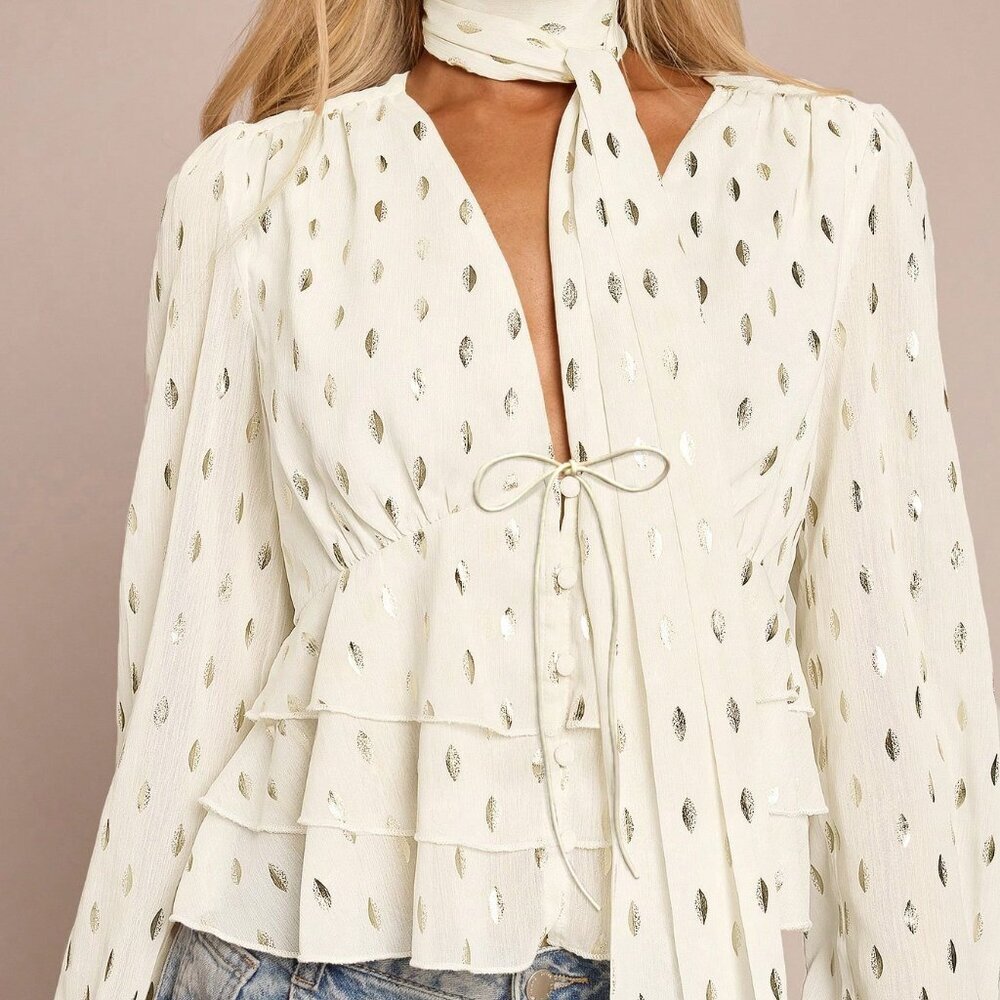 Apricot Casual Women's Elegant French Blouse - Picture 6 of 7